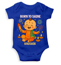 Load image into Gallery viewer, Custom Name Born To Shine Diwali Rompers for Baby Boy- KidsFashionVilla
