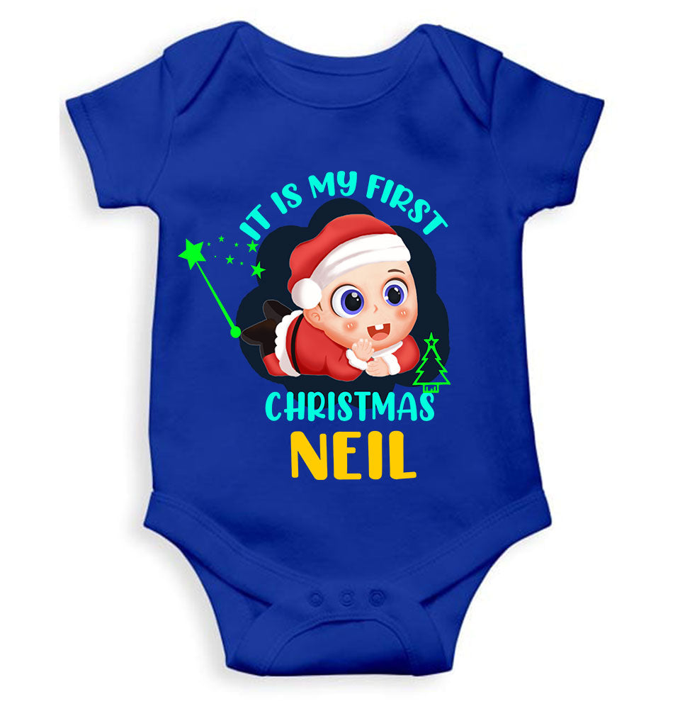 Customized Name It Is My First Christmas Rompers for Baby Boy- KidsFashionVilla
