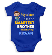 Load image into Gallery viewer, Custom Name My Sister Has The Smartest Brother Raksha Bandhan Rompers for Baby Boy- KidsFashionVilla
