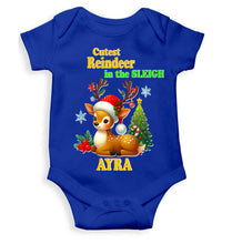 Load image into Gallery viewer, Custom Name Cutest Reindeer In The Sleigh Christmas Rompers for Baby Girl- KidsFashionVilla
