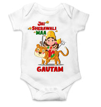 Load image into Gallery viewer, Custom Name Jai Sherawali Maa Navratri Rompers for Baby Boy- KidsFashionVilla
