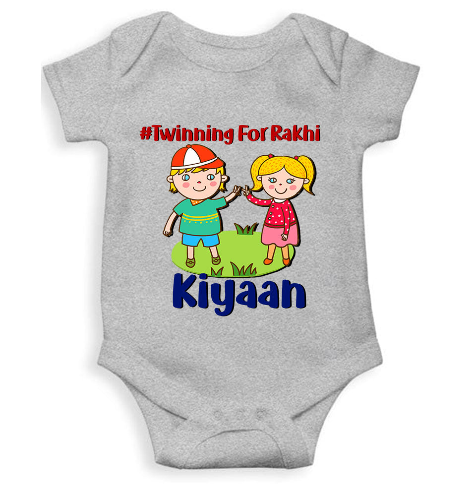 Custom Name Twinning For Rakhi Raksha Bandhan Rompers for Baby Boy- KidsFashionVilla