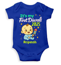 Load image into Gallery viewer, Custom Name It Is My First Diwali 2025 Rompers for Baby Boy- KidsFashionVilla
