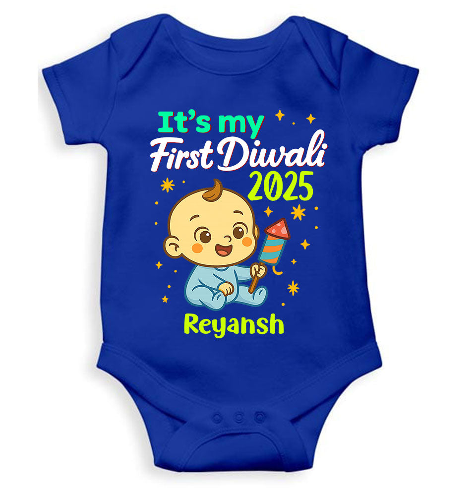 Custom Name It Is My First Diwali 2025 Rompers for Baby Boy- KidsFashionVilla