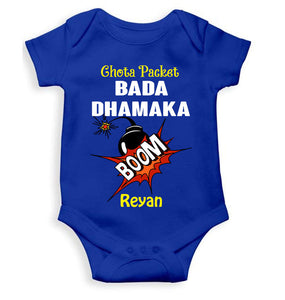 Custom Name Chota Packet Bada Dhamaka Diwali Rompers for Baby Boy- KidsFashionVilla