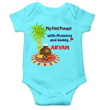Load image into Gallery viewer, Custom Name My First Pongal With Mommy And Daddy Rompers for Baby Boy- KidsFashionVilla
