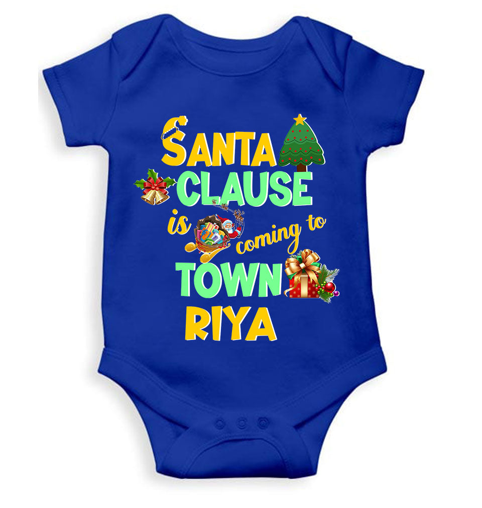 Custom Name Santa Clause Is Coming To Town Christmas Rompers for Baby Girl- KidsFashionVilla