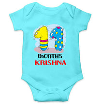 Load image into Gallery viewer, Custom Name 11 Month Birthday Teddy Design Rompers for Baby Boy- KidsFashionVilla

