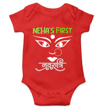 Load image into Gallery viewer, Custom Name First Navratri Durga Pooja Rompers for Baby Girl- KidsFashionVilla

