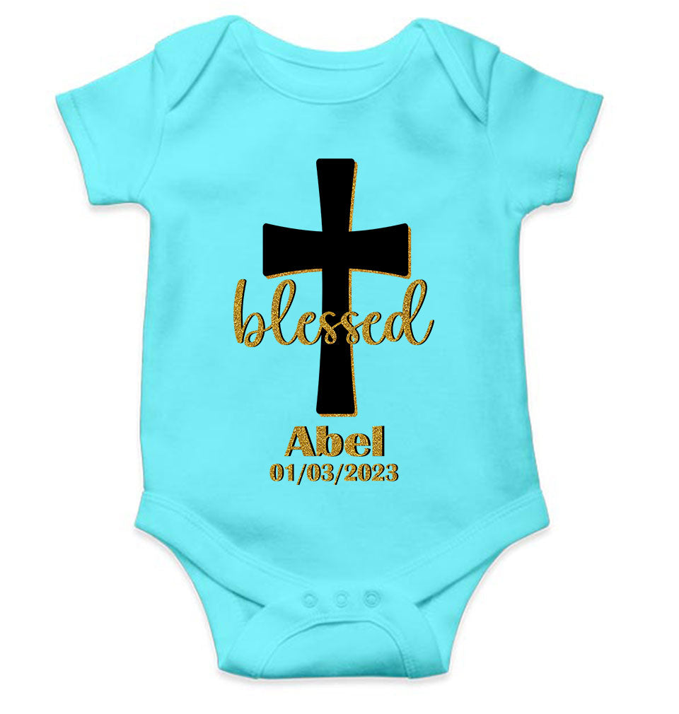 Custom Name And Date Blessed Baptism Christening Day Rompers for Baby Boy- KidsFashionVilla