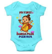 Load image into Gallery viewer, Custom Name My First Cute Durga Pooja Rompers for Baby Girl- KidsFashionVilla
