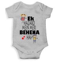 Load image into Gallery viewer, Ek Hazaro Mein Meri Behna Hai Rakhi Rompers for Baby Girl- KidsFashionVilla
