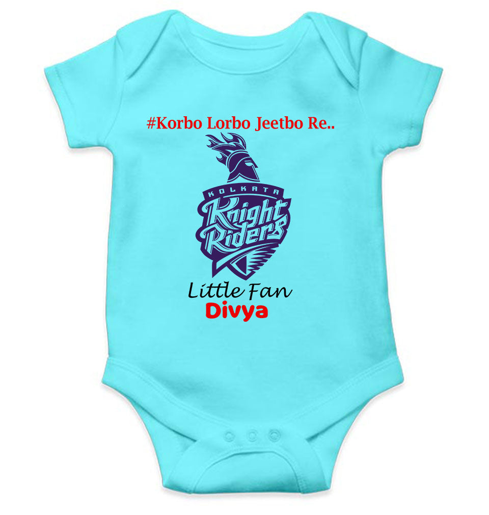 Custom Name IPL KKR Kolkata Knight Riders Korbo Lorbo Jeetbo Re Rompers for Baby Girl- KidsFashionVilla