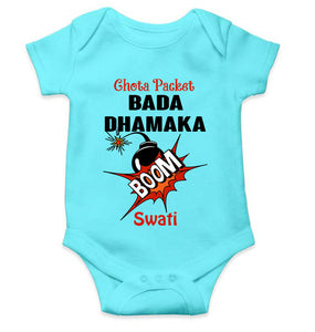 Custom Name Chota Packet Bada Dhamaka Diwali Rompers for Baby Girl- KidsFashionVilla