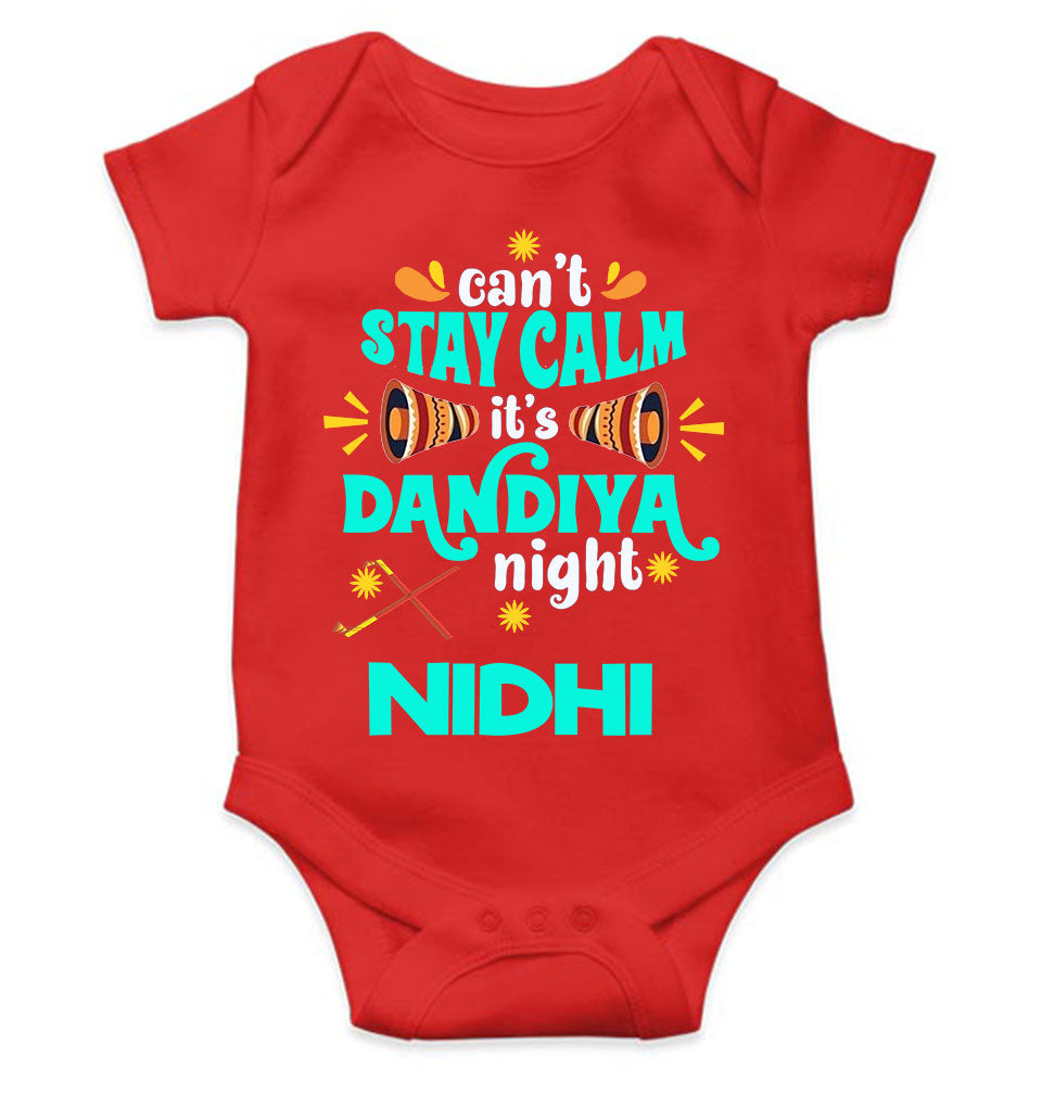 Custom Name Cant Stay Calm It Is Dandiya Night Navratri Rompers for Baby Girl- KidsFashionVilla