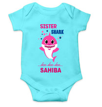 Load image into Gallery viewer, Custom Name Sister Shark Doo Doo Doo Rakhi Rompers for Baby Girl- KidsFashionVilla
