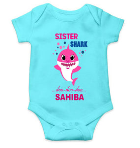 Custom Name Sister Shark Doo Doo Doo Rakhi Rompers for Baby Girl- KidsFashionVilla