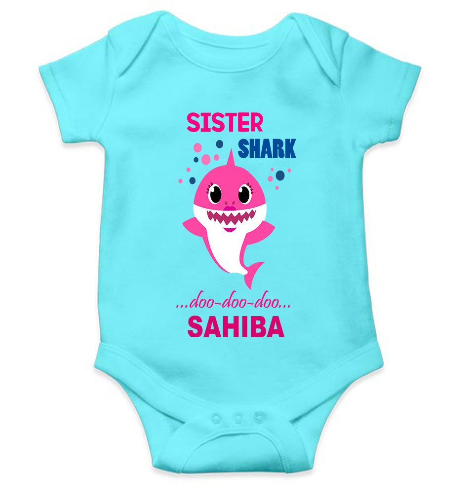 Custom Name Sister Shark Doo Doo Doo Rakhi Rompers for Baby Girl- KidsFashionVilla