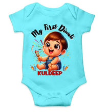 Load image into Gallery viewer, Custom Name My First Diwali Rompers for Baby Boy- KidsFashionVilla
