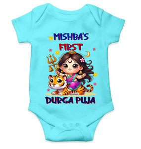 Custom Name First Durga Puja Rompers for Baby Girl- KidsFashionVilla
