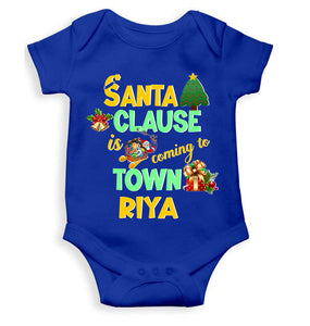 Custom Name Santa Clause Is Coming To Town Christmas Rompers for Baby Girl- KidsFashionVilla