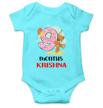 Load image into Gallery viewer, Custom Name 9 Month Birthday Teddy Design Rompers for Baby Boy- KidsFashionVilla
