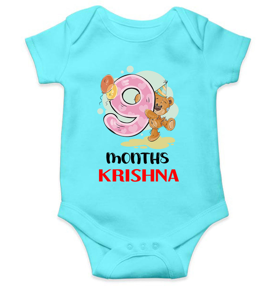 Custom Name 9 Month Birthday Teddy Design Rompers for Baby Boy- KidsFashionVilla