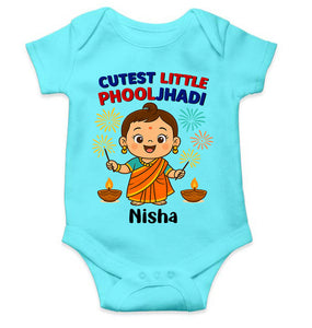 Custom Name Cutest Little Phooljhadi Diwali Rompers for Baby Girl- KidsFashionVilla