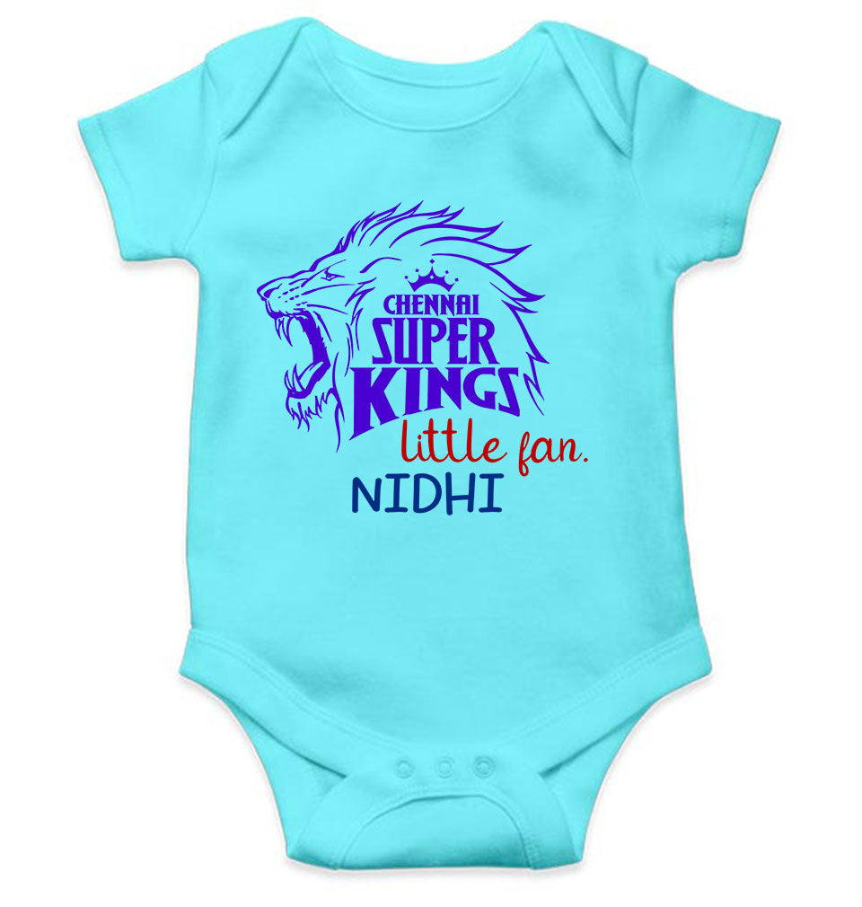 Custom Name IPL CSK Chennai Super Kings Little Fan Rompers for Baby Girl- KidsFashionVilla