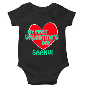 Custom Name 1st Valentine Rompers for Baby Girl- KidsFashionVilla