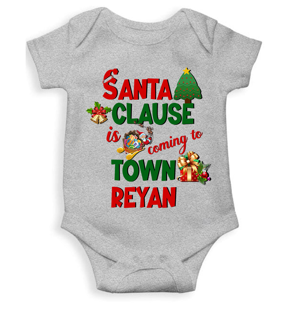 Custom Name Santa Clause Is Coming To Town Christmas Rompers for Baby Boy- KidsFashionVilla