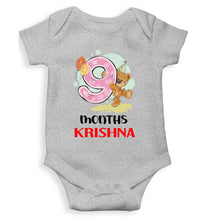 Load image into Gallery viewer, Custom Name 9 Month Birthday Teddy Design Rompers for Baby Boy- KidsFashionVilla
