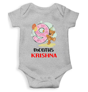 Custom Name 9 Month Birthday Teddy Design Rompers for Baby Boy- KidsFashionVilla