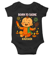 Load image into Gallery viewer, Custom Name Born To Shine Diwali Rompers for Baby Boy- KidsFashionVilla
