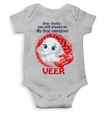 Load image into Gallery viewer, Custom Name Daddy Always Be My First Valentine Rompers for Baby Boy- KidsFashionVilla
