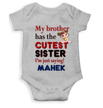 Load image into Gallery viewer, Custom Name My Brother Has Cutest Sister Raksha Bandhan Rompers for Baby Girl- KidsFashionVilla
