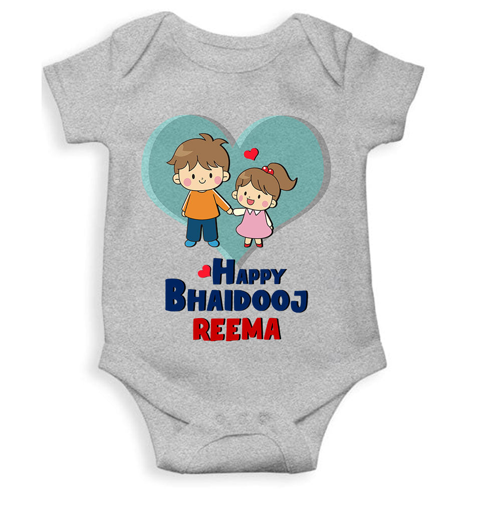 Custom Name Happy Bhai Dooj Rompers for Baby Girl- KidsFashionVilla
