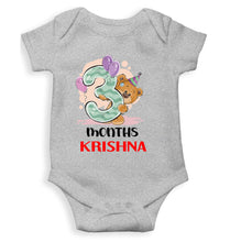 Load image into Gallery viewer, Custom Name 3 Month Birthday Teddy Design Rompers for Baby Boy- KidsFashionVilla
