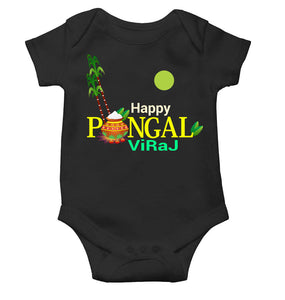 Custom Name Happy Pongal Rompers for Baby Girl- KidsFashionVilla