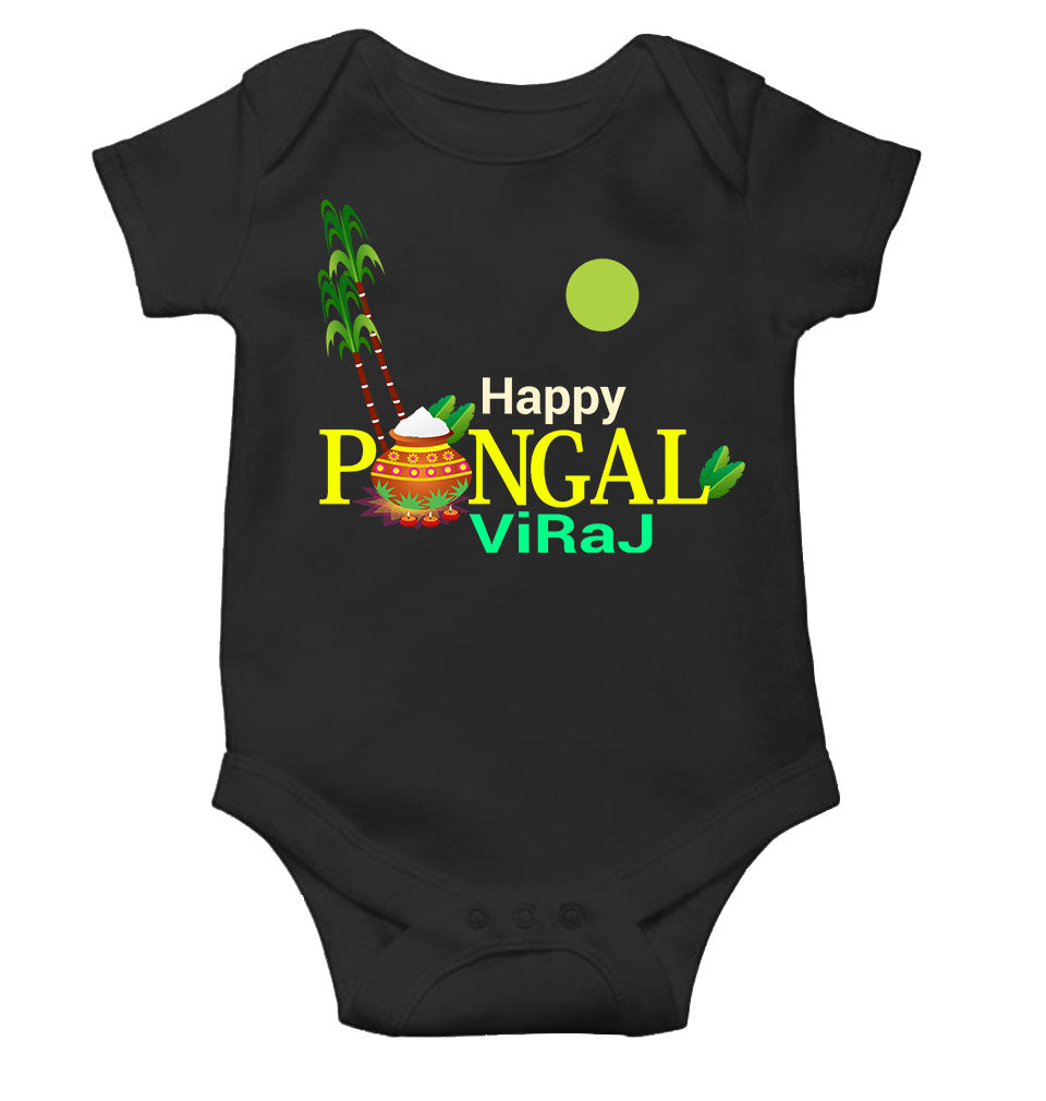 Custom Name Happy Pongal Rompers for Baby Girl- KidsFashionVilla