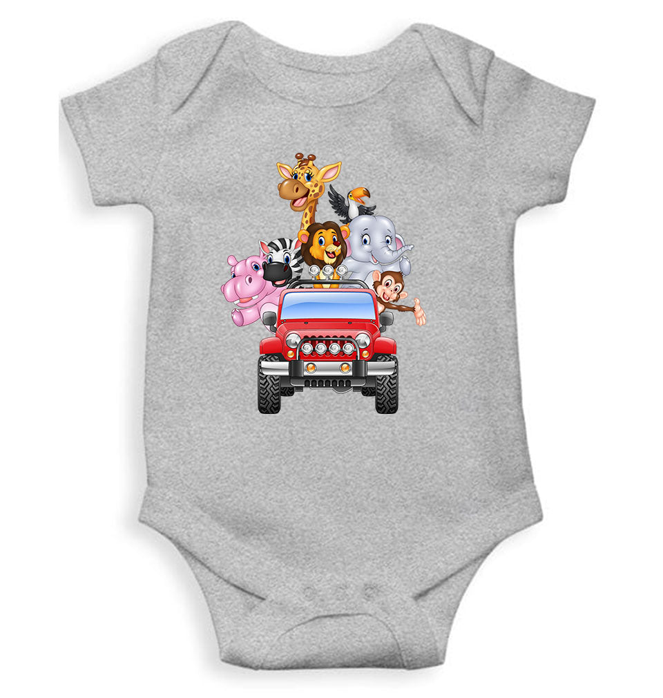 Jungle Jeep Cartoon Rompers for Baby Girl- KidsFashionVilla
