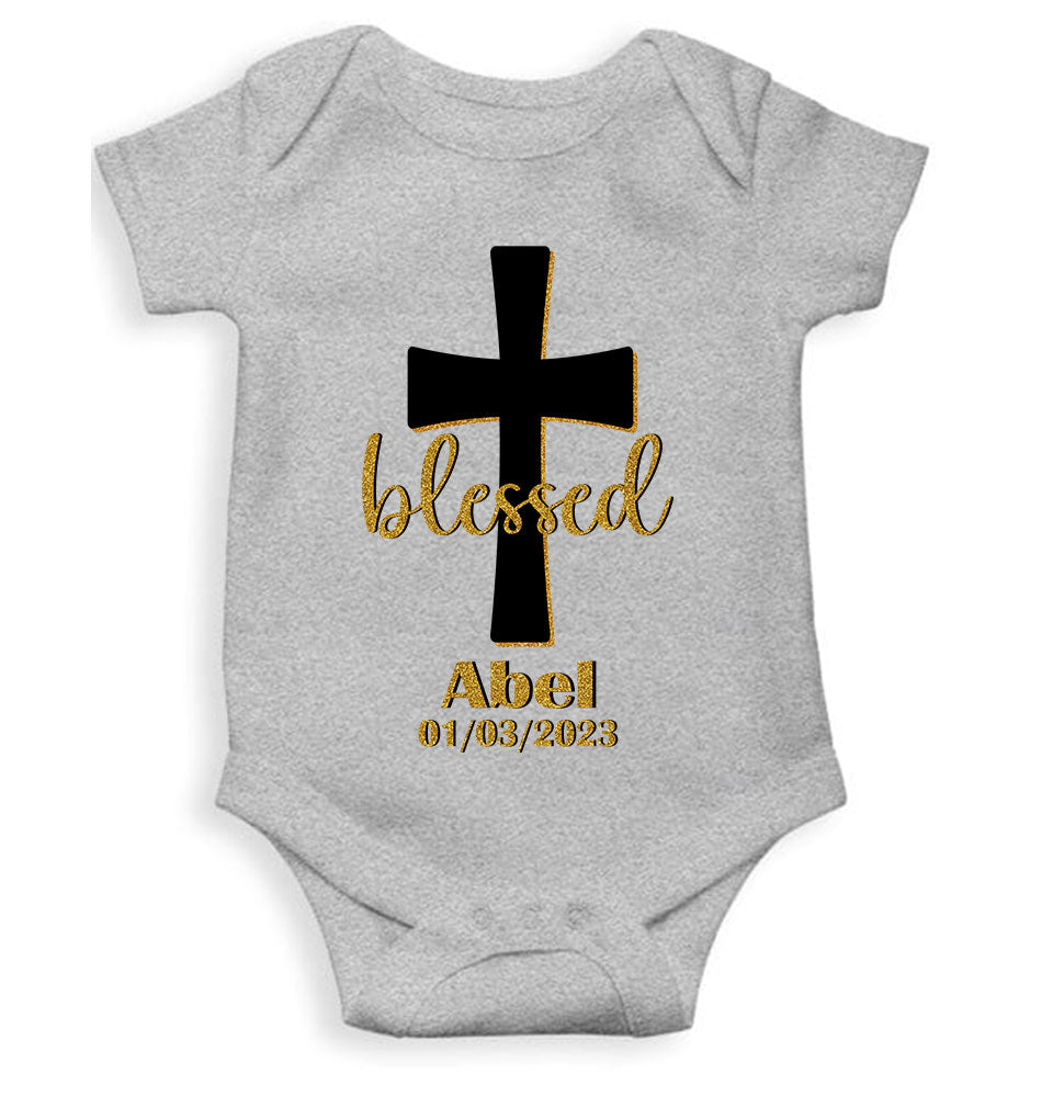Custom Name And Date Blessed Baptism Christening Day Rompers for Baby Boy- KidsFashionVilla