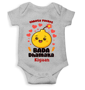 Custom Name Chhota Packet Baada Dhamaka Diwali Rompers for Baby Boy- KidsFashionVilla