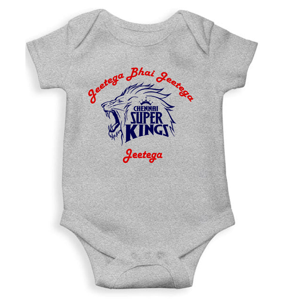 IPL Chennai Super Kings Jeetega Bhai Jeetega CSK Jeetega Rompers for Baby Girl- KidsFashionVilla
