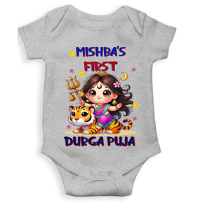 Custom Name First Durga Puja Rompers for Baby Girl- KidsFashionVilla