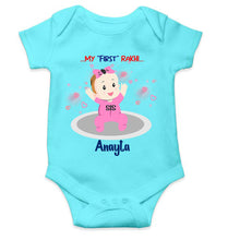 Load image into Gallery viewer, Custom Name My First Rakhi Dress Rompers for Baby Girl- KidsFashionVilla
