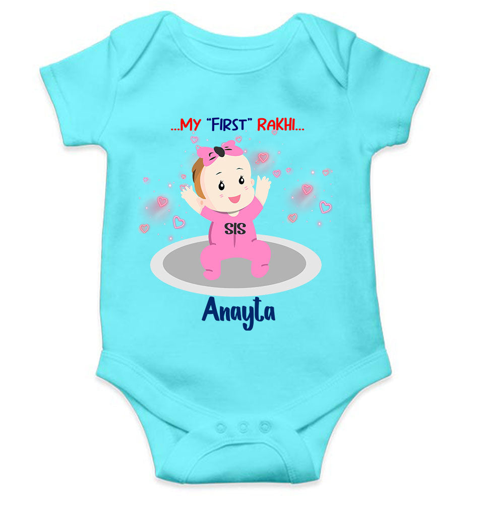 Custom Name My First Rakhi Dress Rompers for Baby Girl- KidsFashionVilla