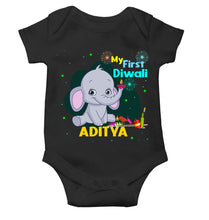 Load image into Gallery viewer, Custom Name My First Diwali Rompers for Baby Boy- KidsFashionVilla
