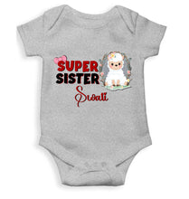 Load image into Gallery viewer, Custom Name Super Sister Raksha Bandhan Rompers for Baby Girl- KidsFashionVilla
