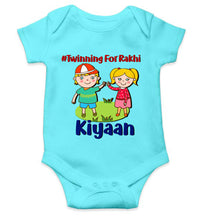 Load image into Gallery viewer, Custom Name Twinning For Rakhi Raksha Bandhan Rompers for Baby Boy- KidsFashionVilla
